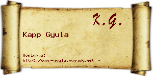 Kapp Gyula névjegykártya